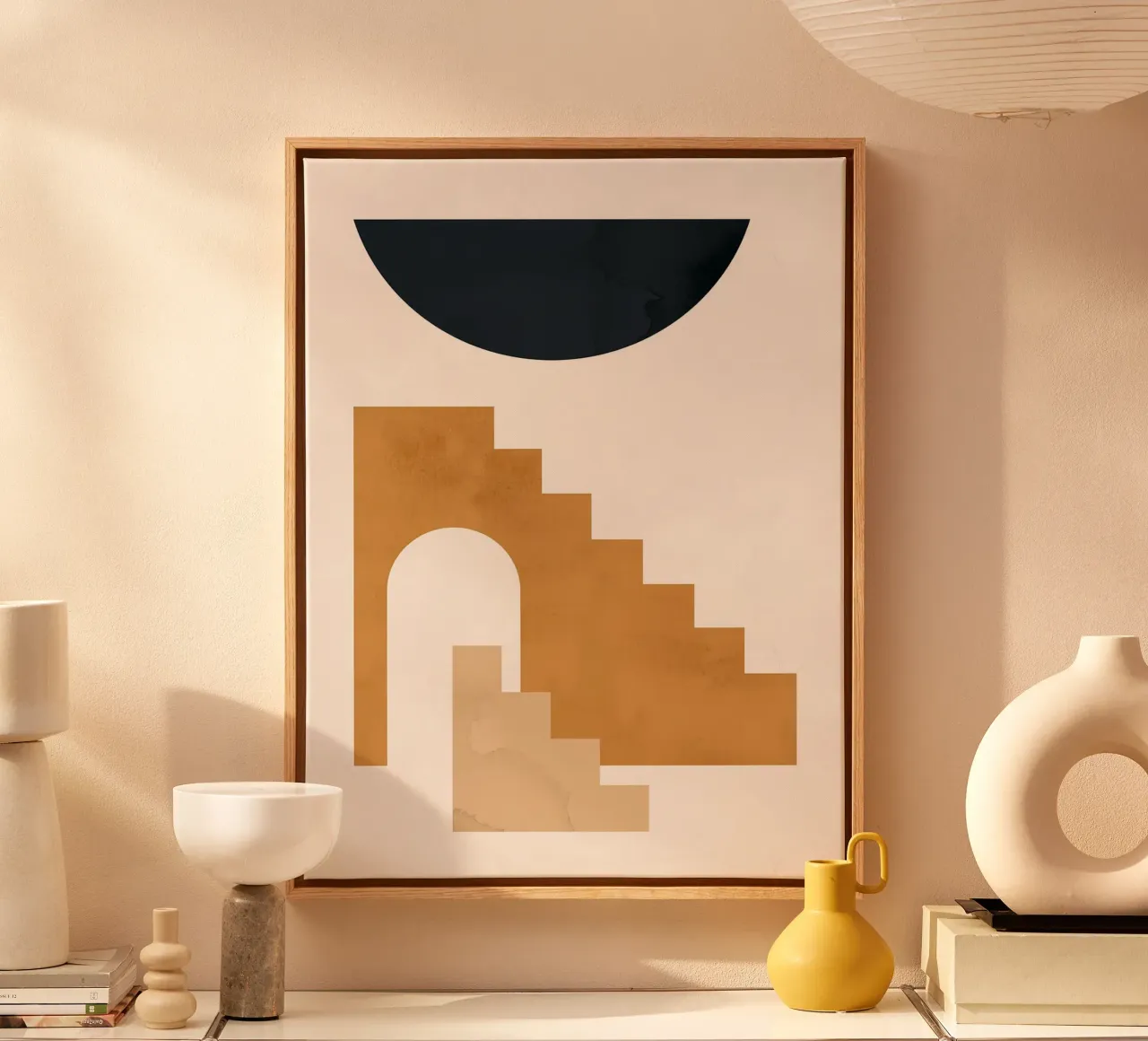 Geometric Shapes canvas with Floater frame by Anna Müller
