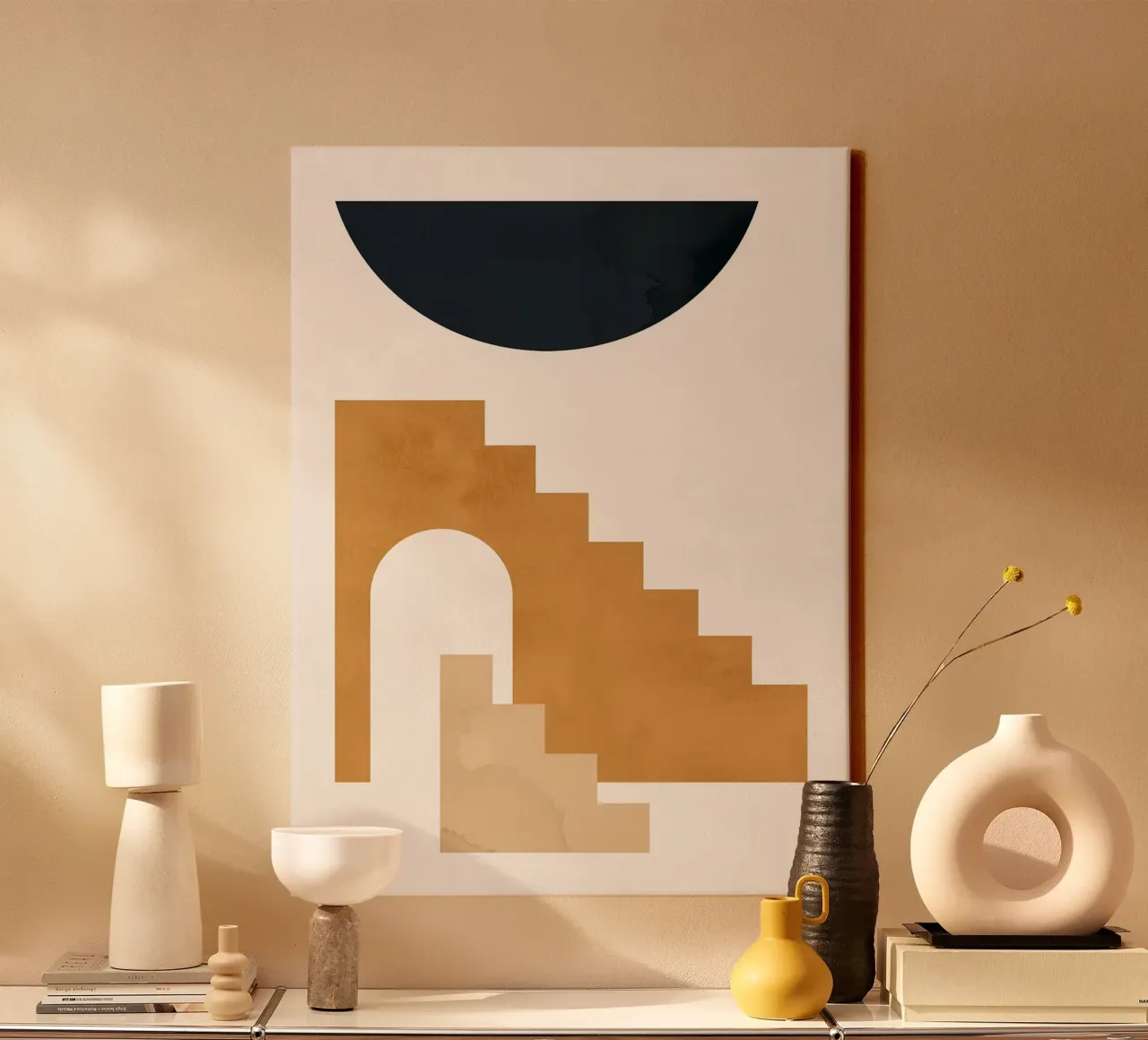 Geometric Shapes canvas with Floater frame by Anna Müller