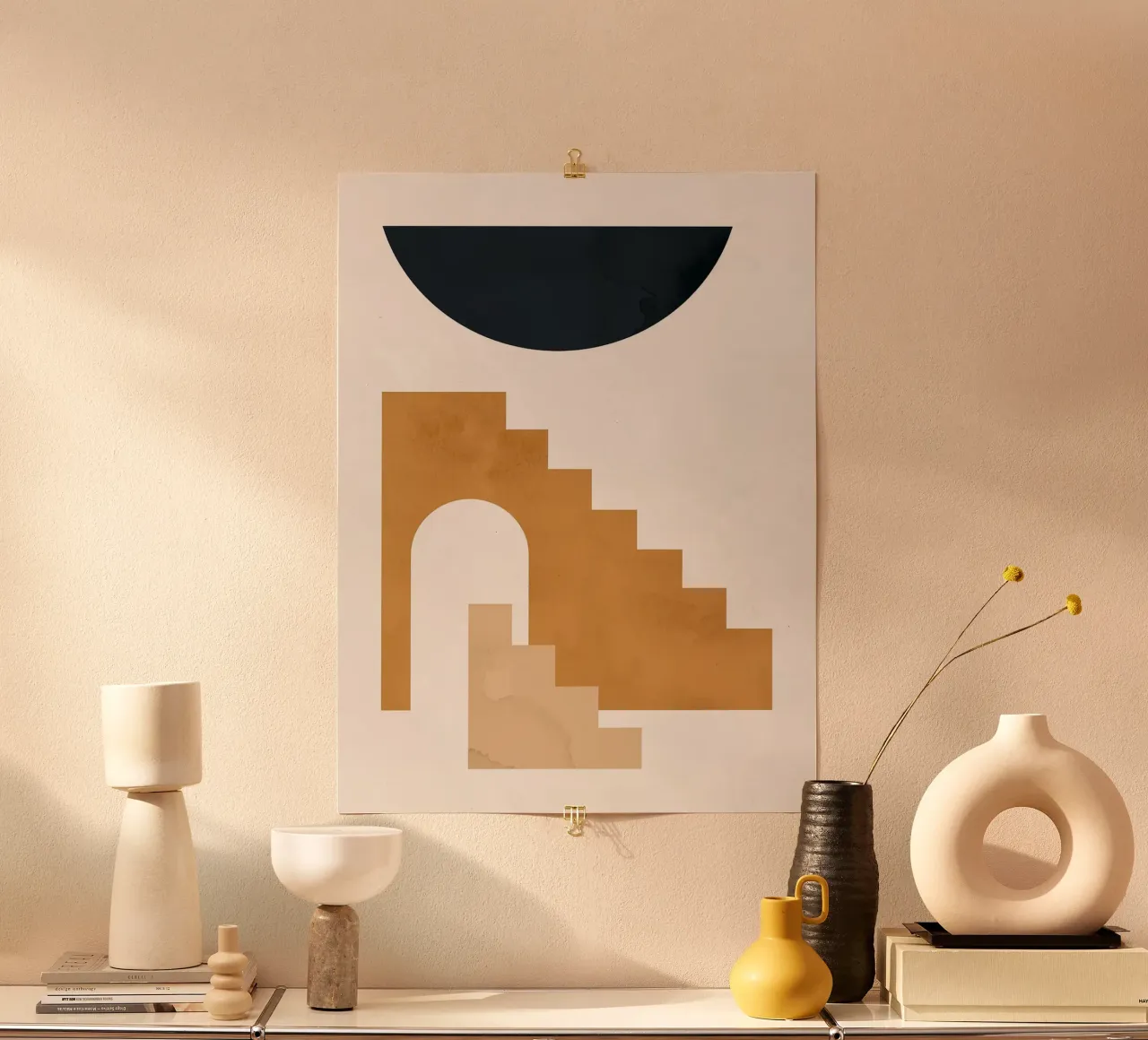 Forme geometriche poster con telaio in alluminio da Anna Müller