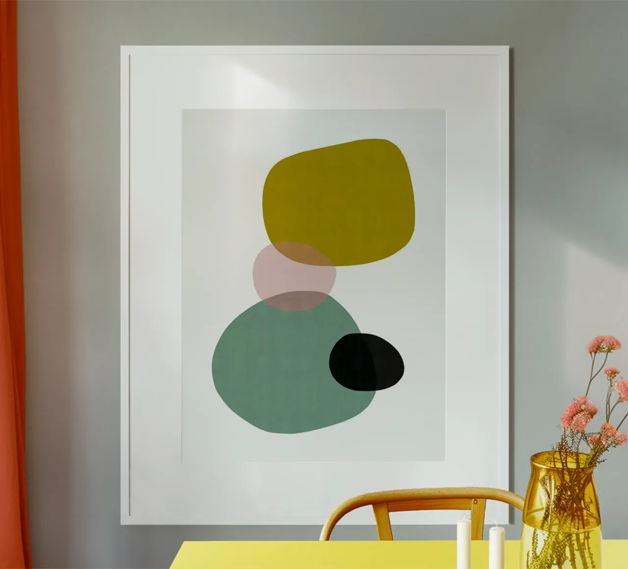 Astratto X poster con telaio in legno da Anna Müller