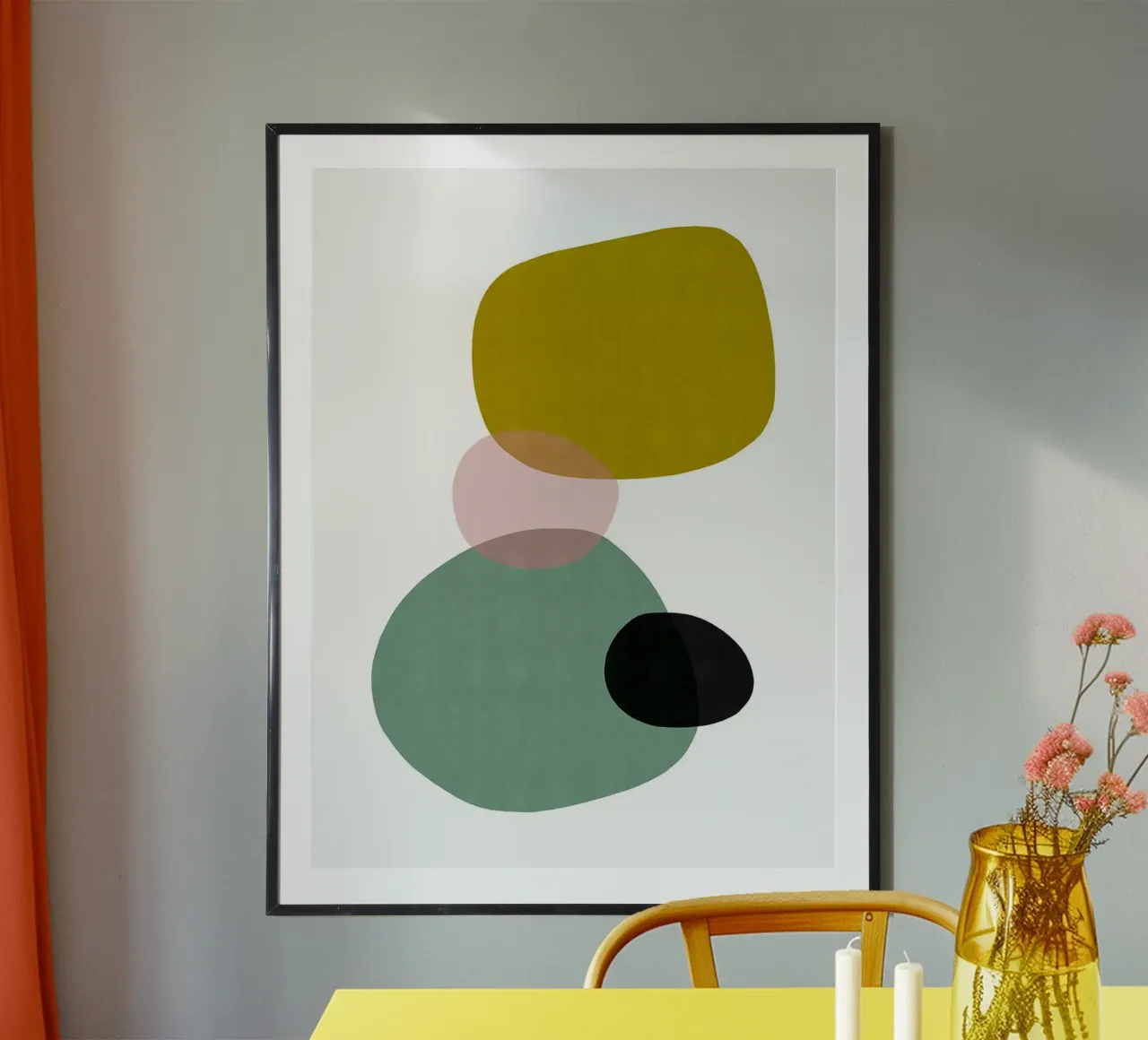 Astratto X poster con telaio in legno da Anna Müller