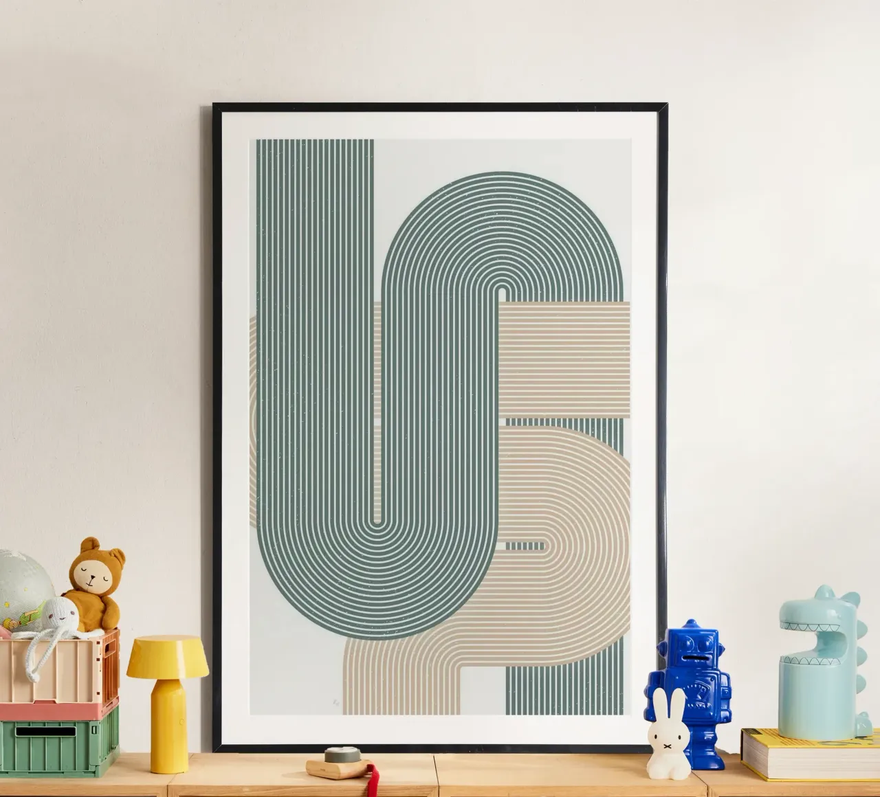 curve line parallel line poster con telaio in alluminio da riverbel