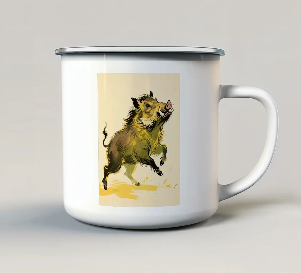 Cinghiale tazza in smalto da knowledge