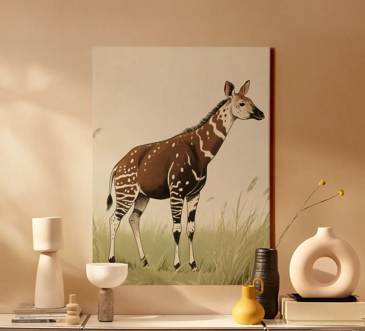 Okapi Tier Leinwand mit Schattenfugenrahmen von knowledge