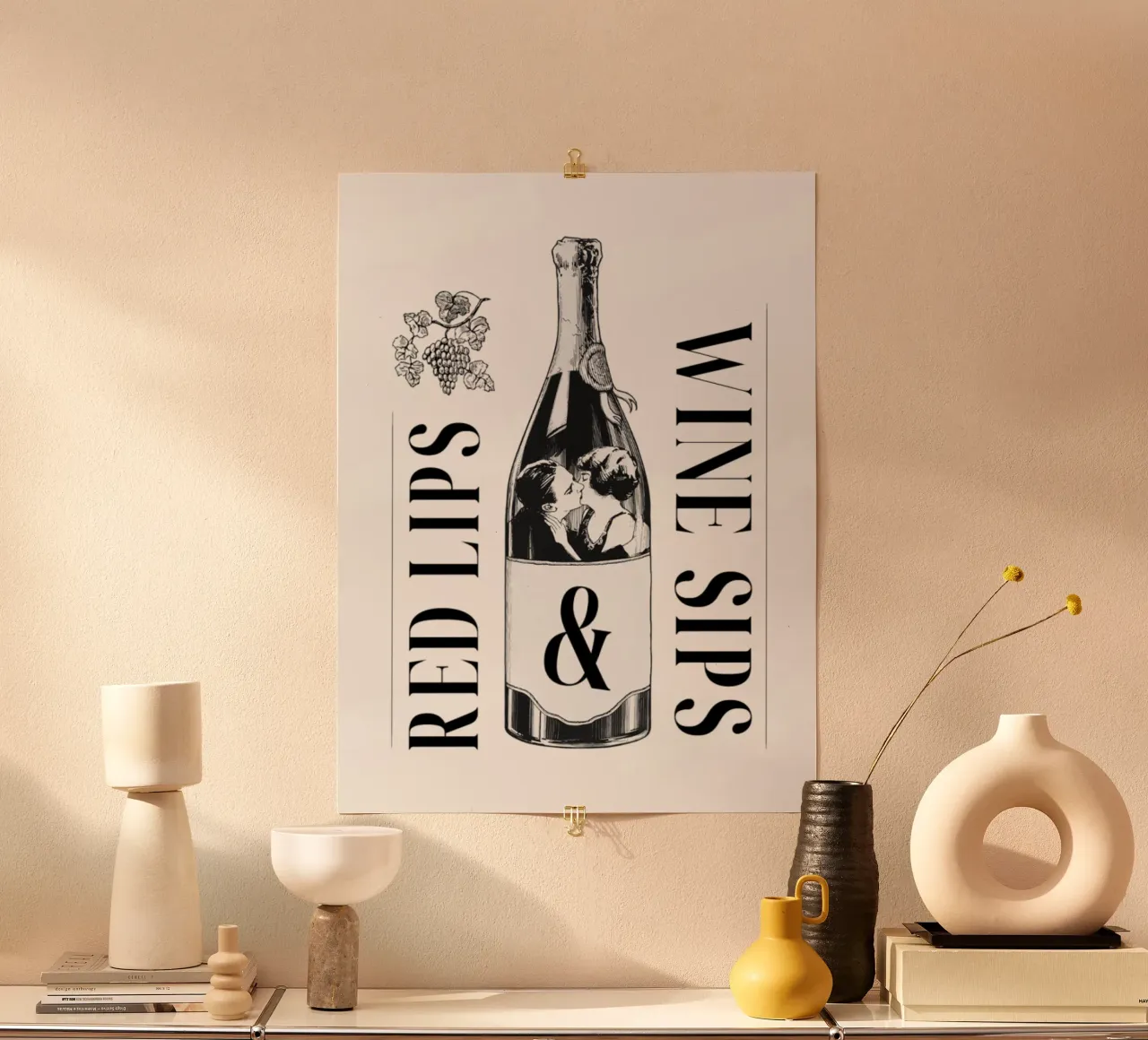 Wine Day poster con telaio in plastica da Dreamer10