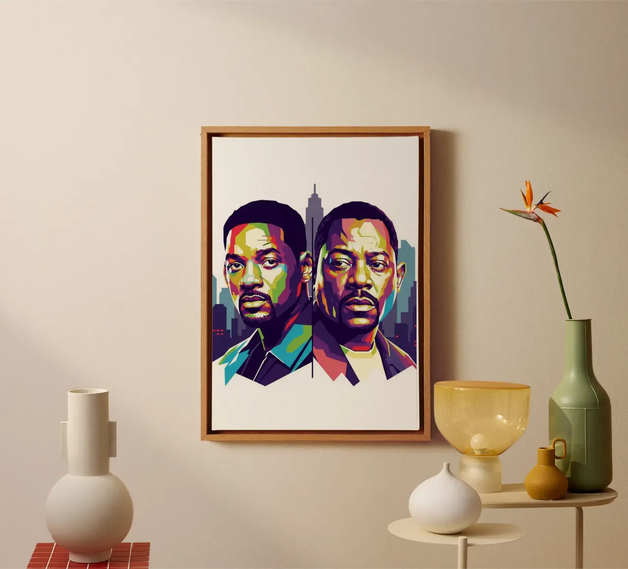Bad Boys - Will Smith and Martin Lawrence canvas with Floater frame by Hantamrata
