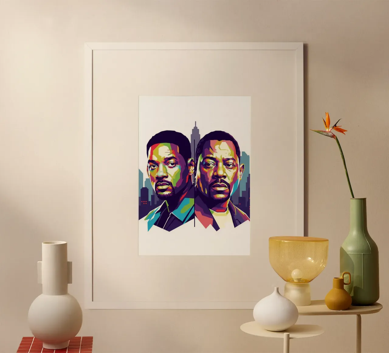 Bad Boys - Will Smith e Martin Lawrence poster con telaio in legno da Hantamrata