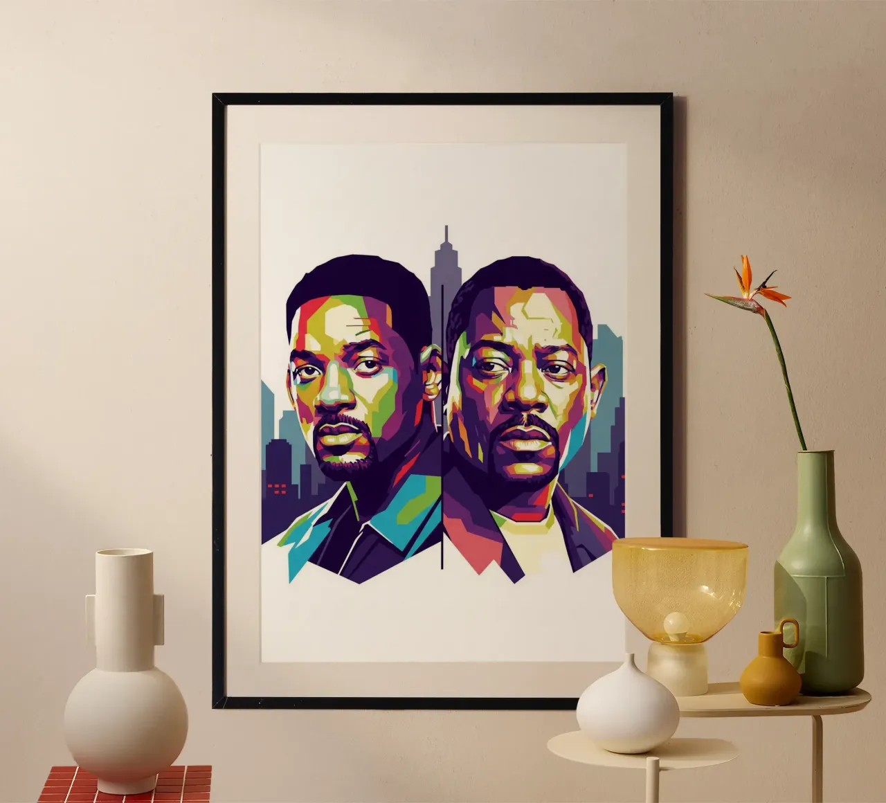 Bad Boys - Will Smith e Martin Lawrence poster con telaio in legno da Hantamrata