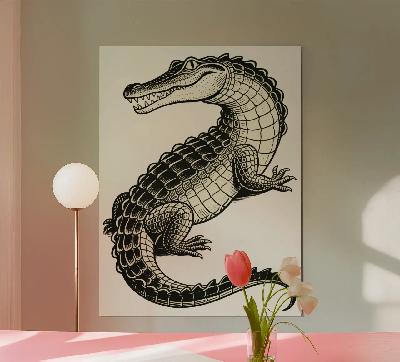 Alligatore poster con telaio in alluminio da knowledge
