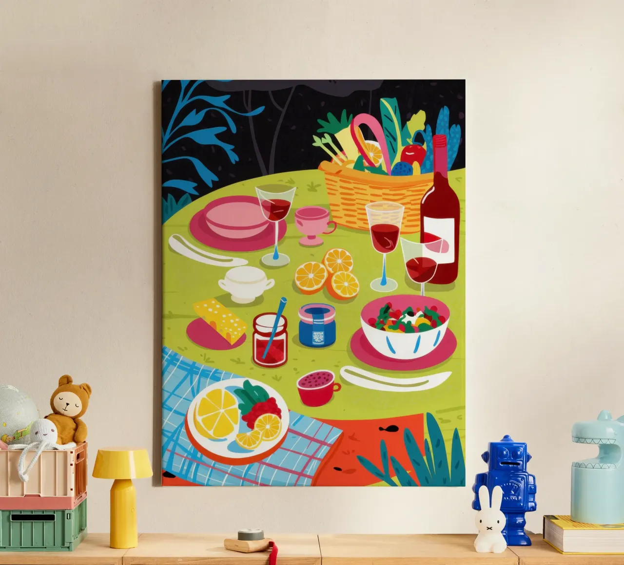 Pastoraal Picknick Genot canvas met Baklijst van Sure Paint