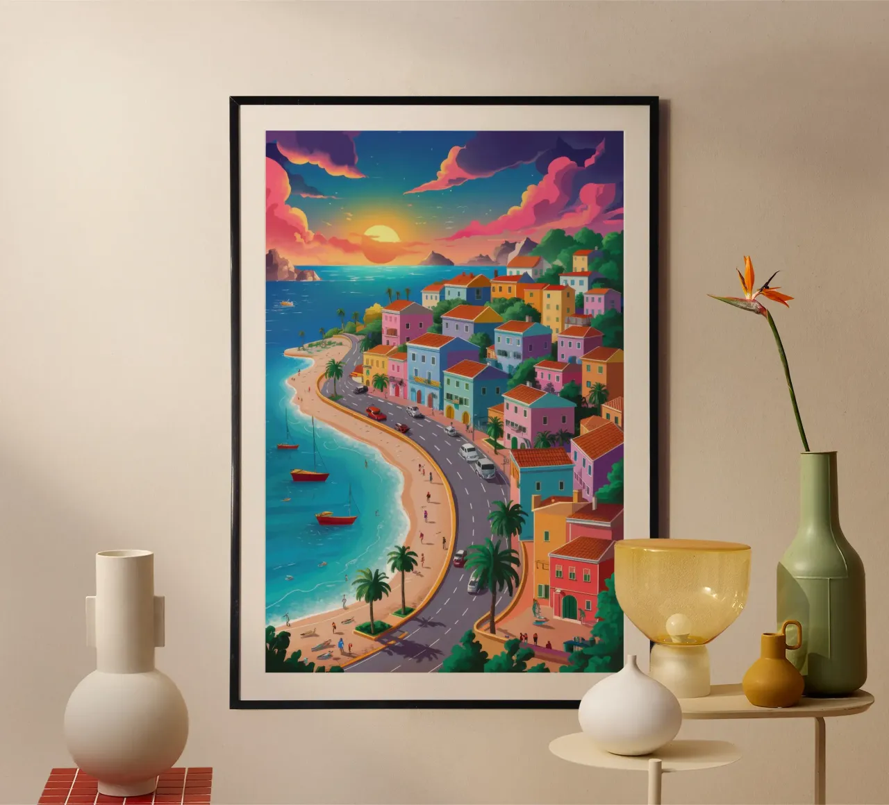 Viale costiero del tramonto poster da Sure Paint