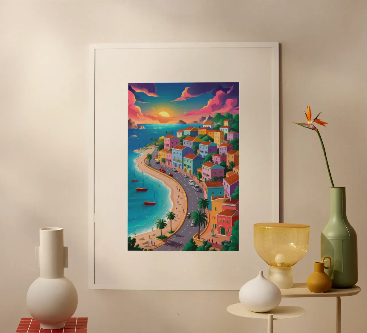 Viale costiero del tramonto poster da Sure Paint