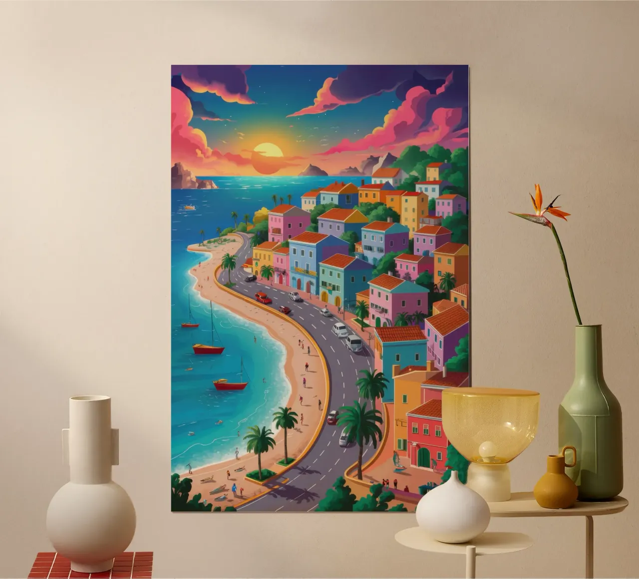 Viale costiero del tramonto poster da Sure Paint