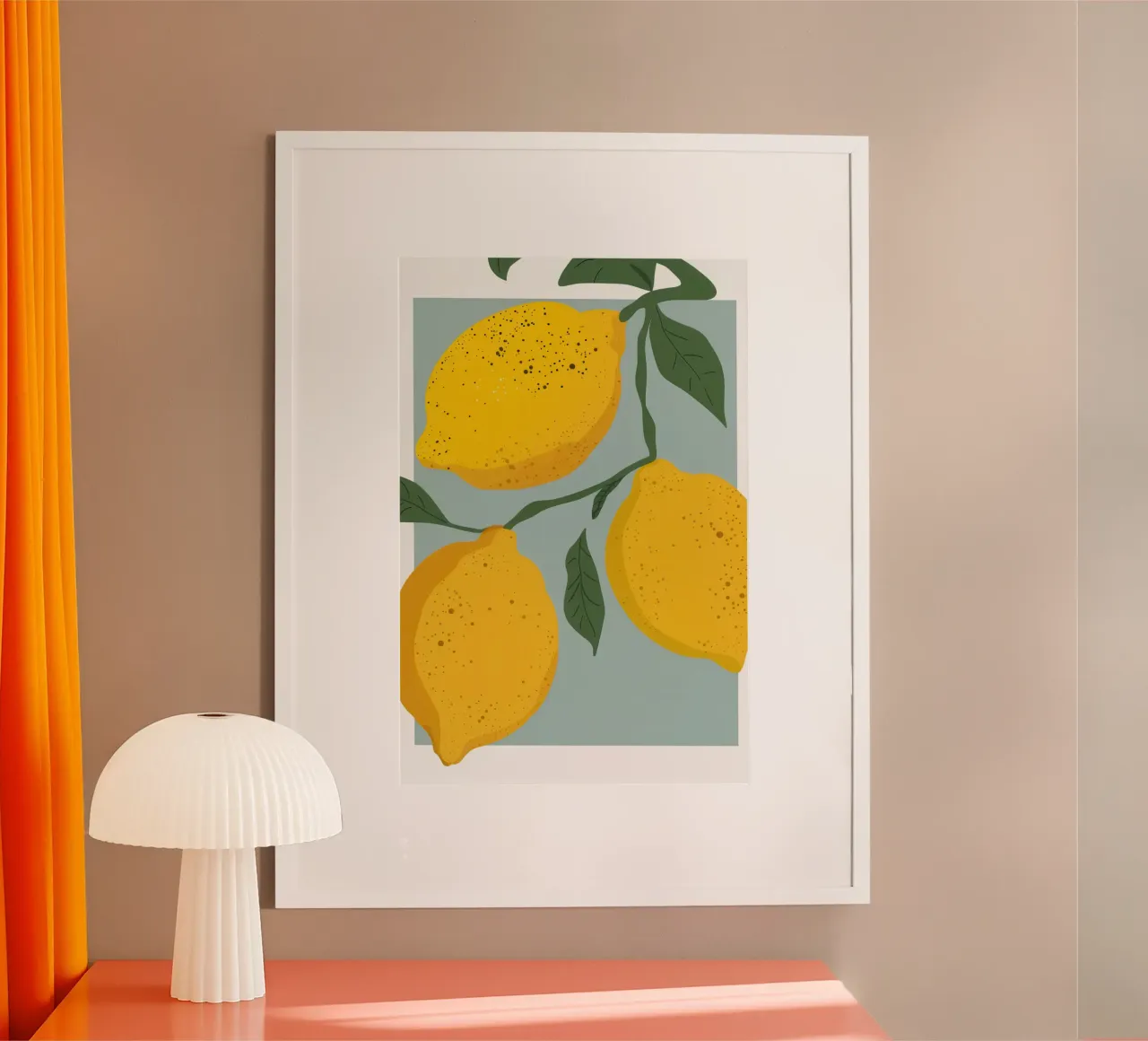 Duetto di limoni d'oro poster con telaio in legno da Sure Paint