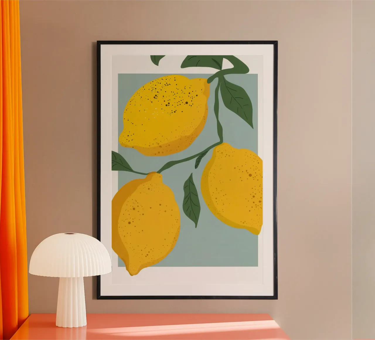 Duetto di limoni d'oro poster con telaio in legno da Sure Paint