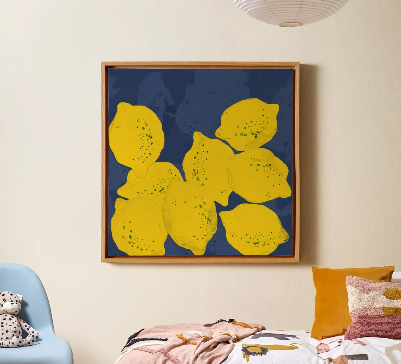 Texturierter Zitronenflor Leinwand mit Schattenfugenrahmen von Enter Bloom