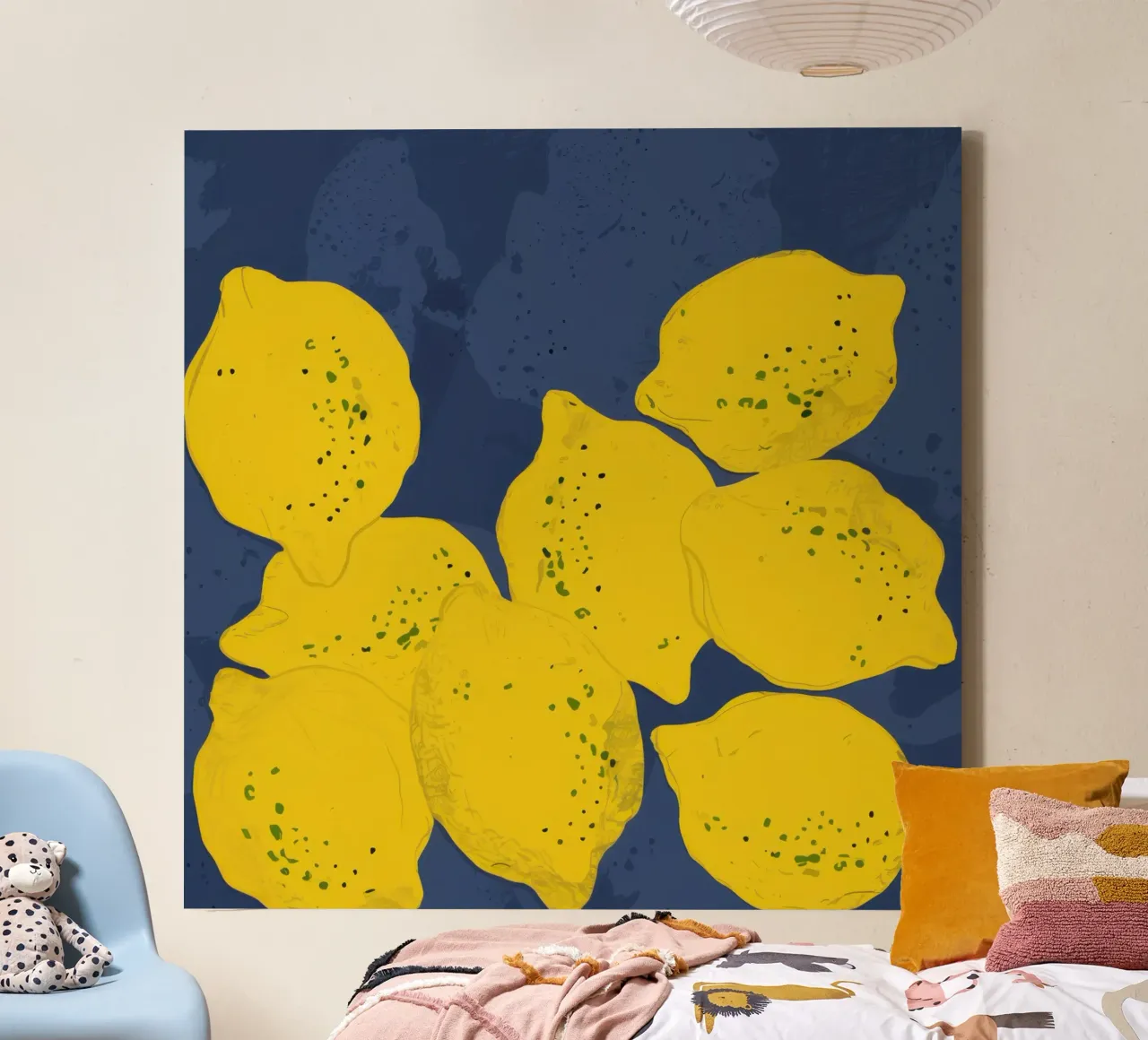 Texturierter Zitronenflor Leinwand mit Schattenfugenrahmen von Enter Bloom