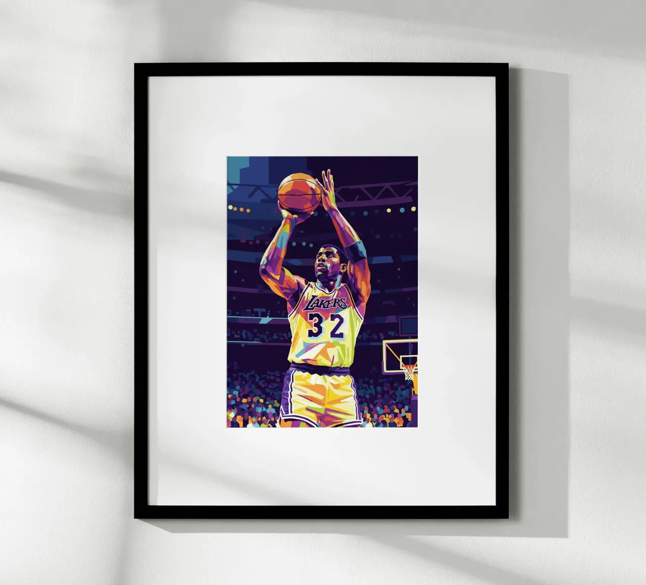 Magic Johnson in prima serata poster con telaio in alluminio da Hantamrata