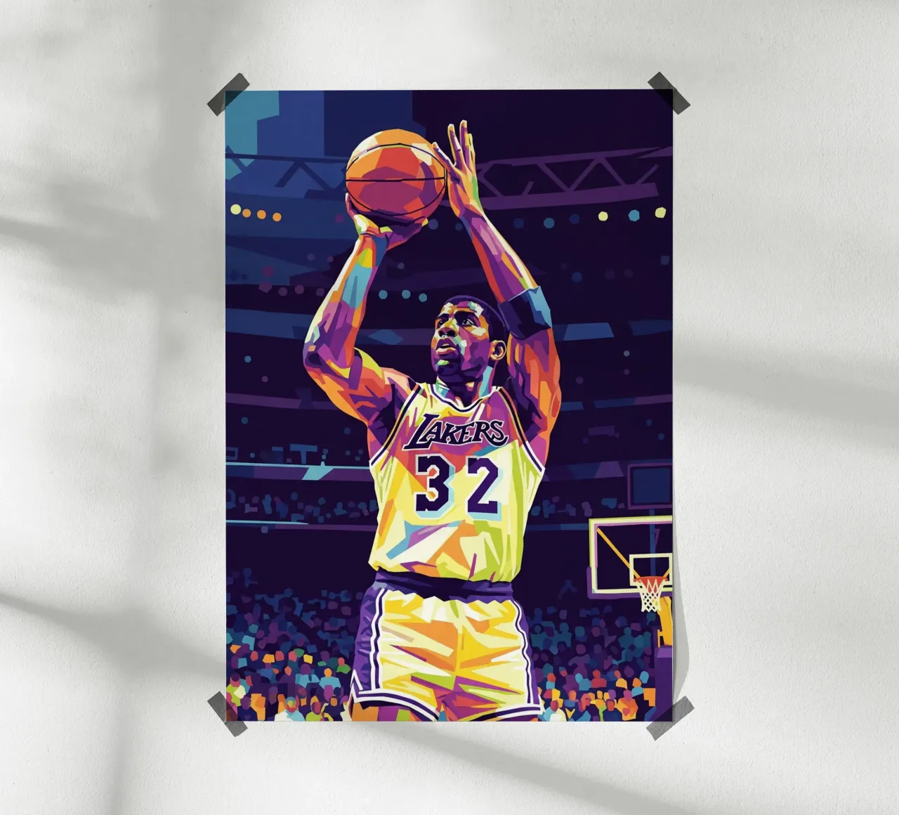 Magic Johnson in prima serata poster con telaio in alluminio da Hantamrata