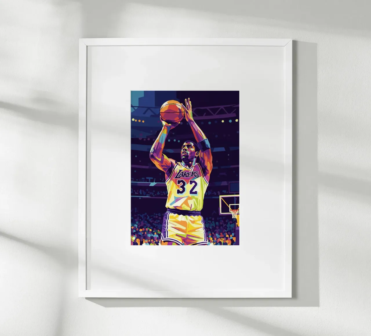Magic Johnson in prima serata poster con telaio in alluminio da Hantamrata