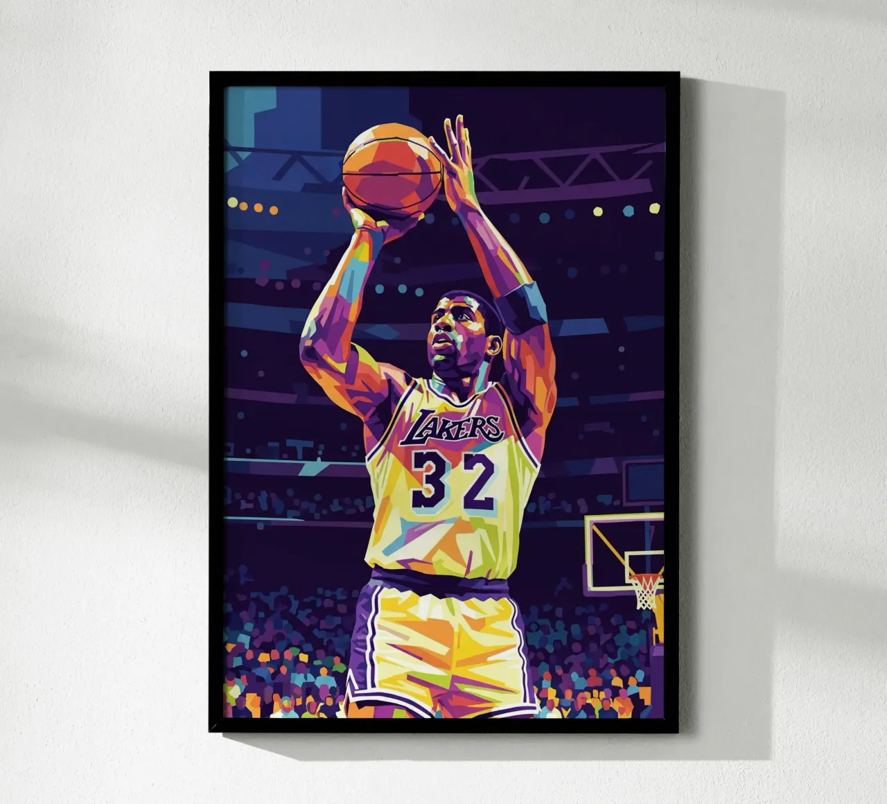Magic Johnson in prima serata poster con telaio in alluminio da Hantamrata