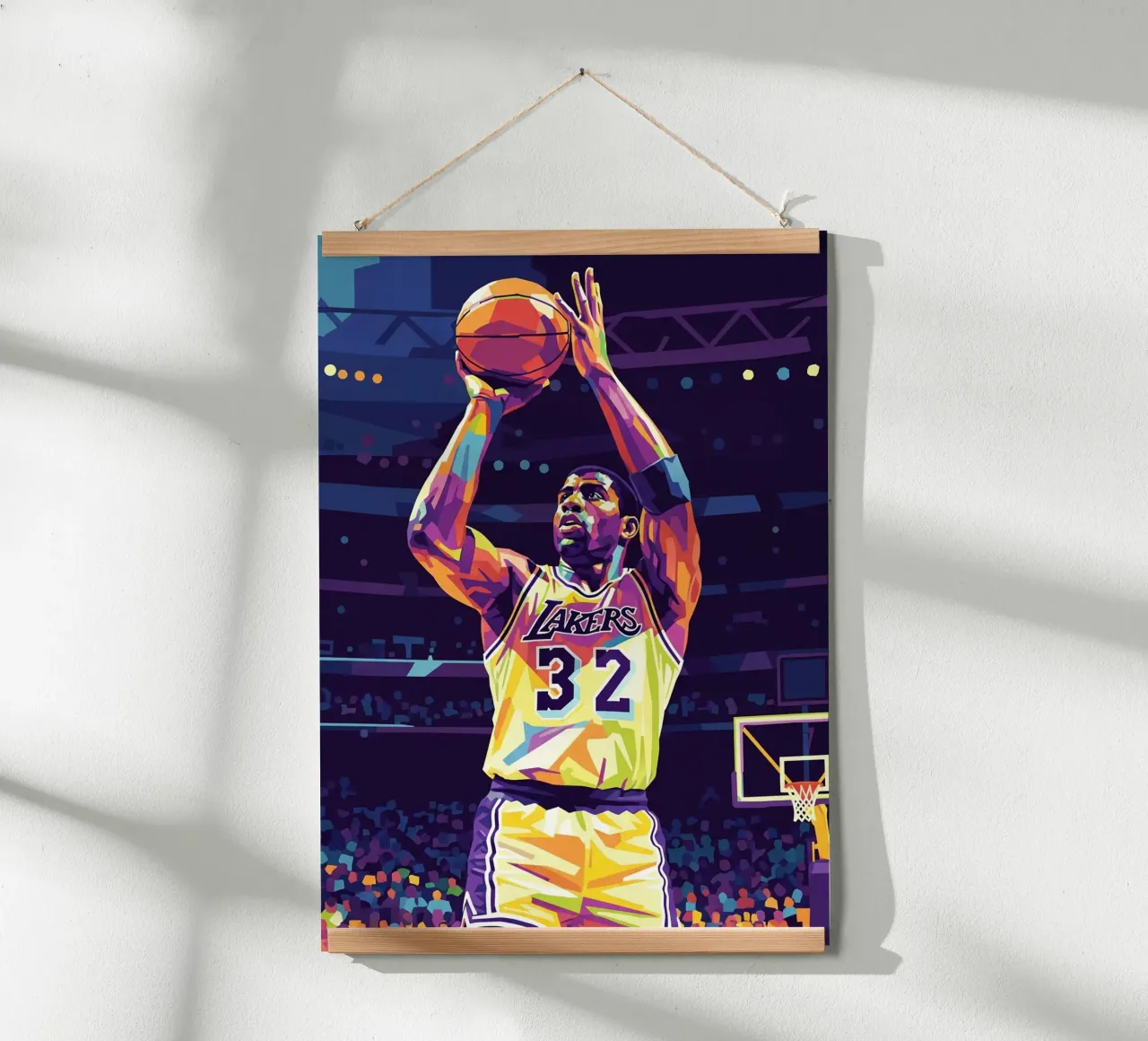 Magic Johnson in prima serata poster con telaio in alluminio da Hantamrata
