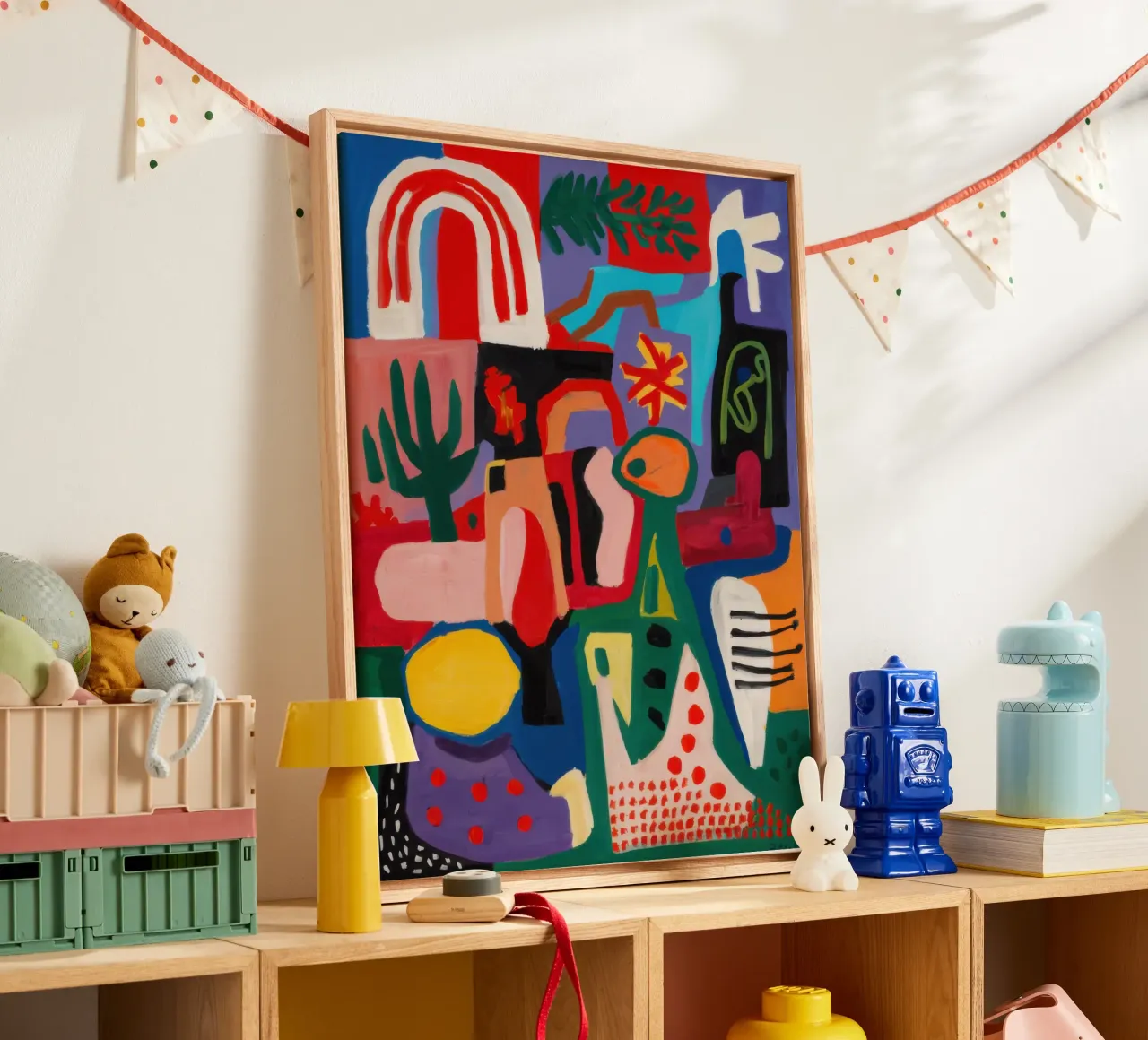 Vrolijke regenboog abstractie canvas met Baklijst van Enter Bloom