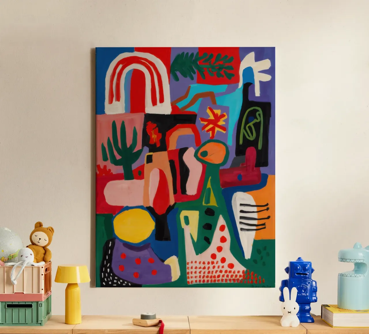 Vrolijke regenboog abstractie canvas met Baklijst van Enter Bloom