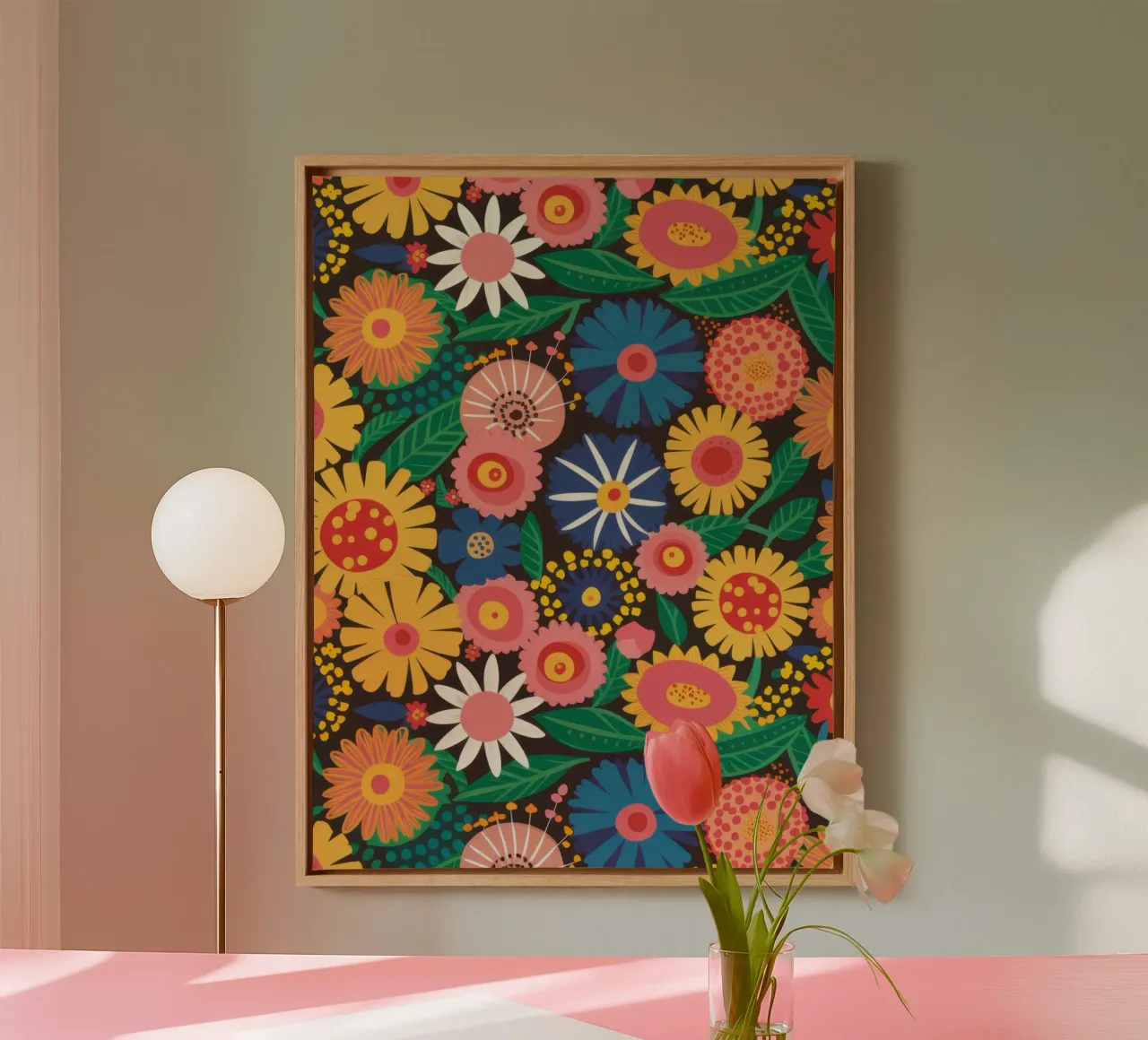 Eeuwigdurende Daisy Delight canvas met Baklijst van Orchid Patina