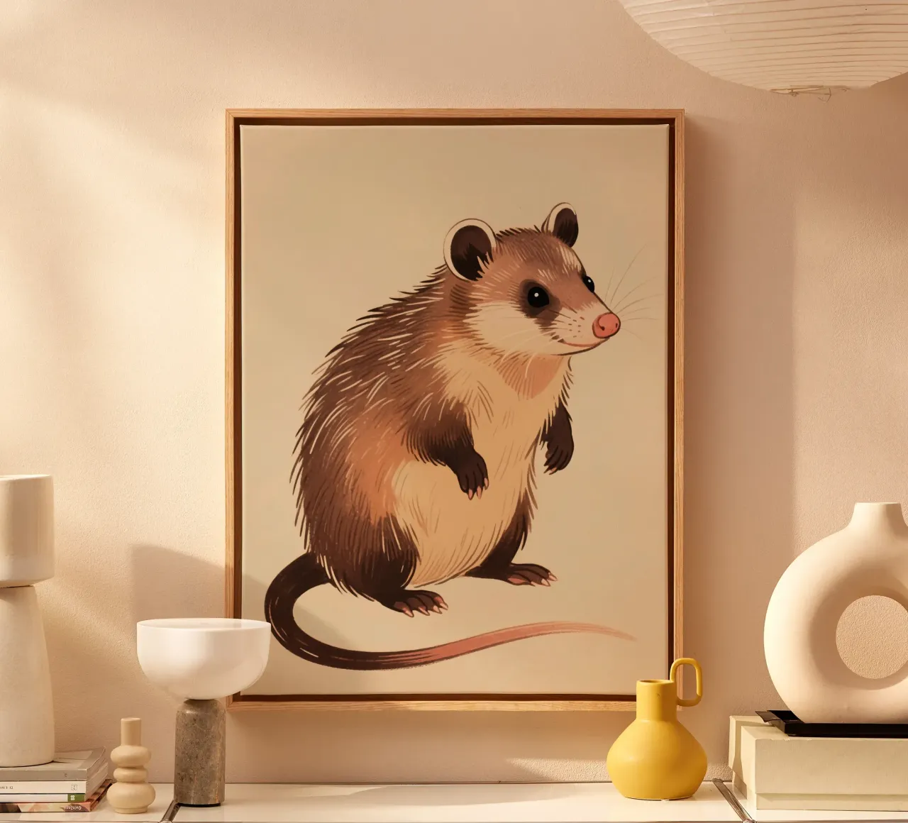 Opossum Leinwand mit Schattenfugenrahmen von knowledge