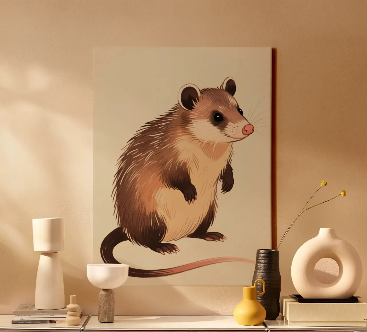 Opossum Leinwand mit Schattenfugenrahmen von knowledge