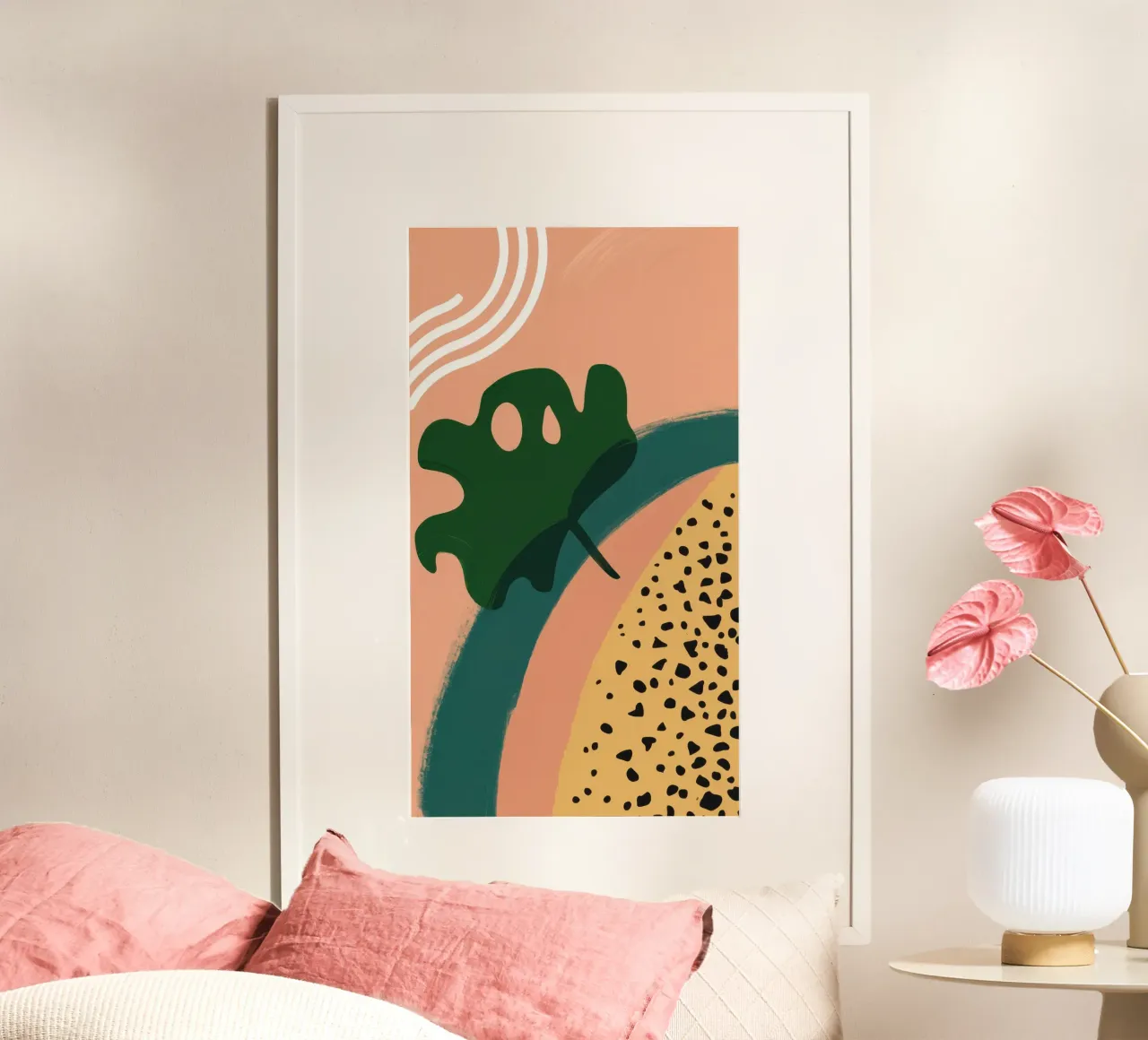 Forma di foglia minimalista poster con telaio in alluminio da Sure Paint