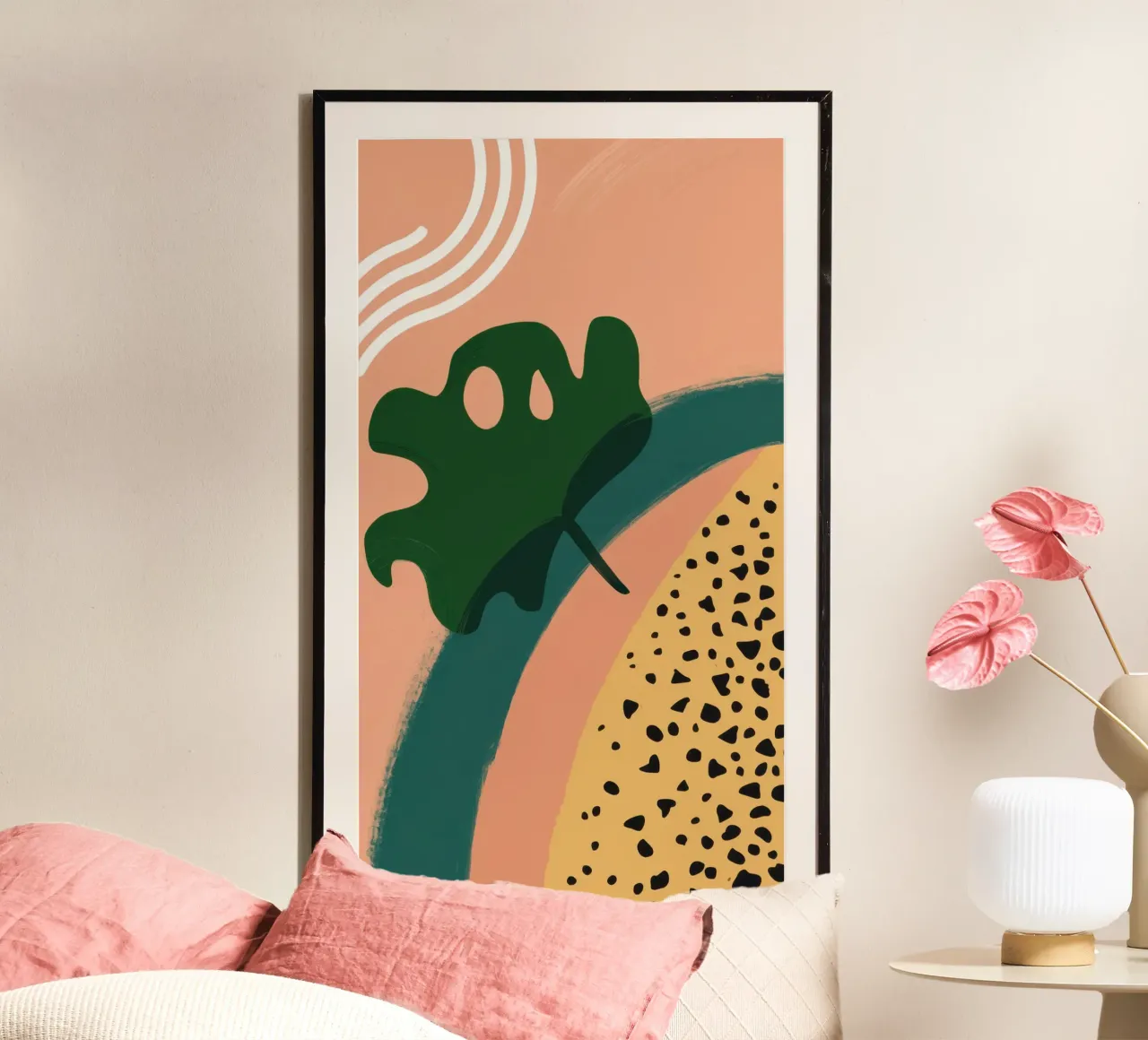 Forma di foglia minimalista poster con telaio in alluminio da Sure Paint