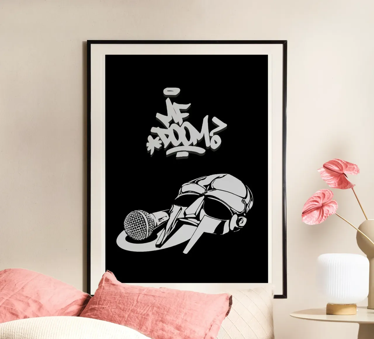MF DOOM König Poster mit Aluminium Rahmen von Jonathan Phillips