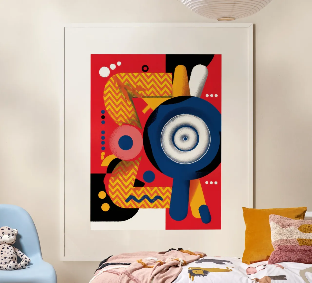 Gioco grafico retrò e futuristico poster con telaio in legno da Moon Revolver