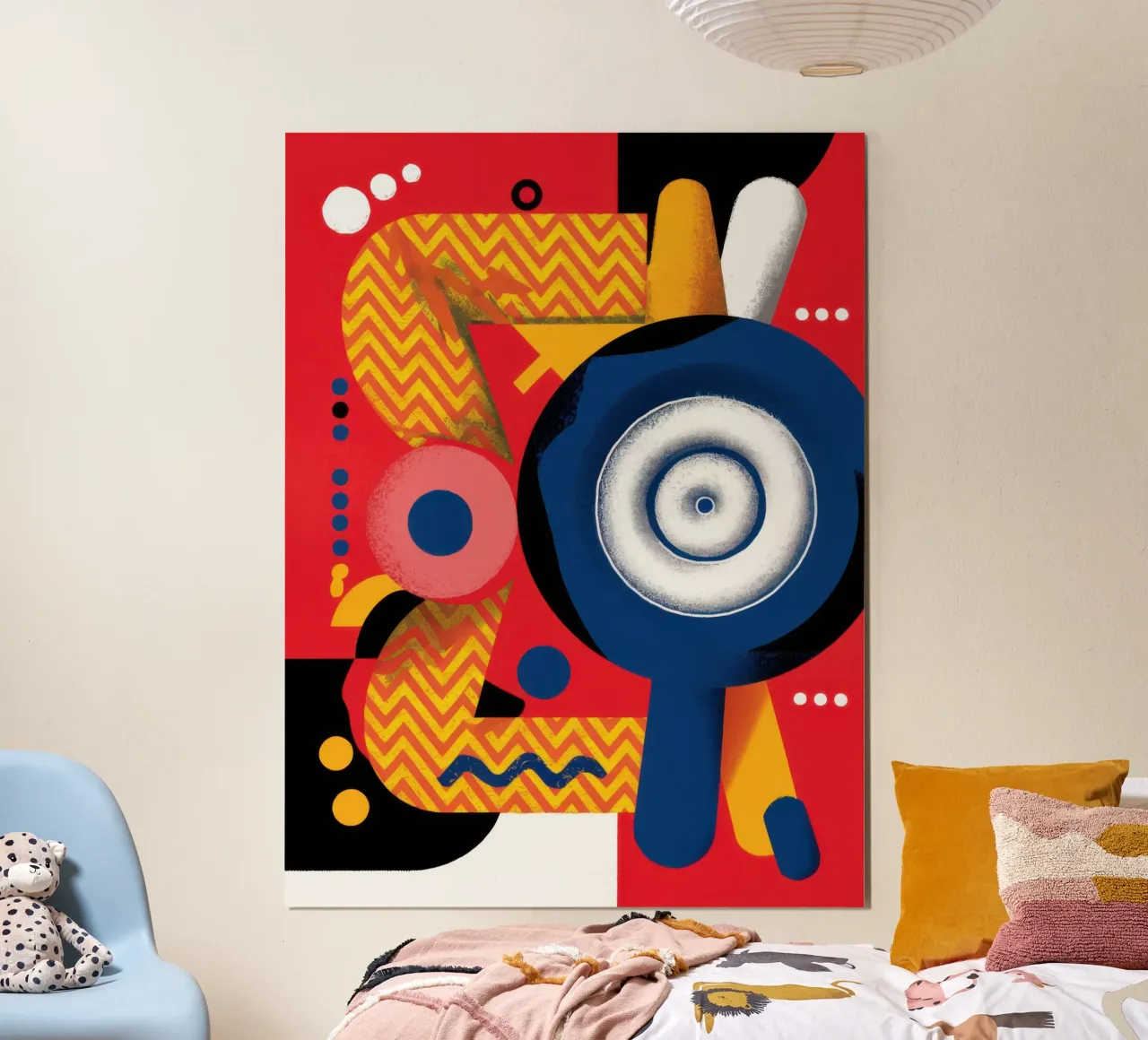Gioco grafico retrò e futuristico poster con telaio in legno da Moon Revolver