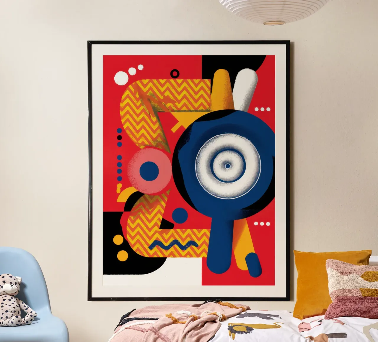 Gioco grafico retrò e futuristico poster con telaio in legno da Moon Revolver