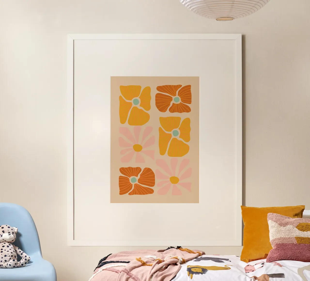 Abstract Flower Print | Modern Floral Art | Flower Power poster con telaio in alluminio da PrintCessStudio