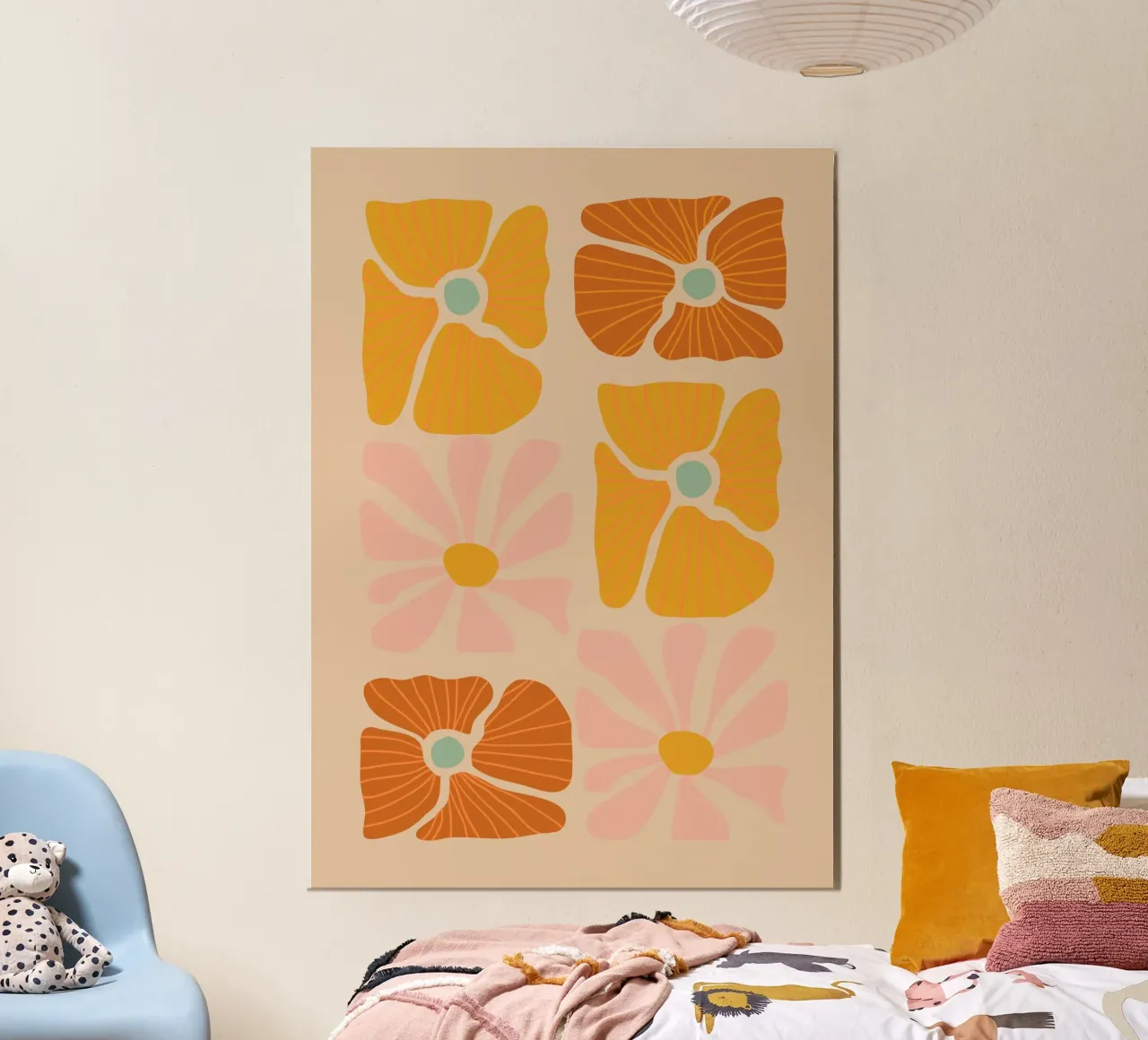 Abstract Flower Print | Modern Floral Art | Flower Power poster con telaio in alluminio da PrintCessStudio