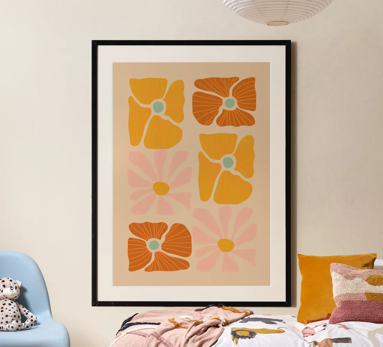Abstract Flower Print | Modern Floral Art | Flower Power poster con telaio in alluminio da PrintCessStudio