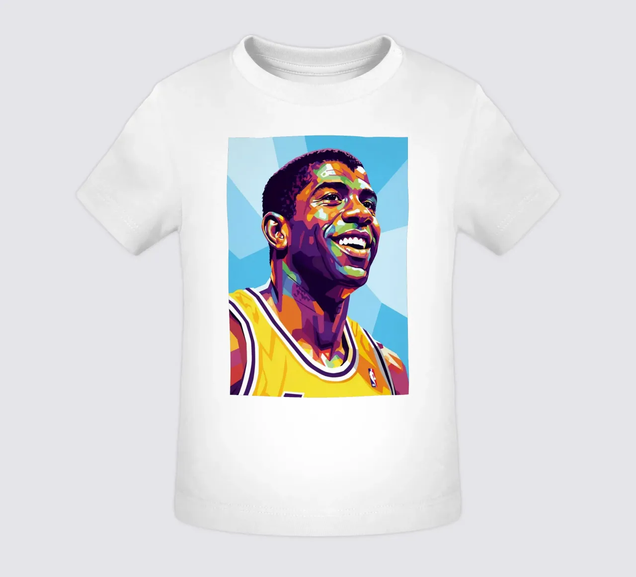 Magic Johnson con il suo iconico sorriso maglietta neonato da Hantamrata