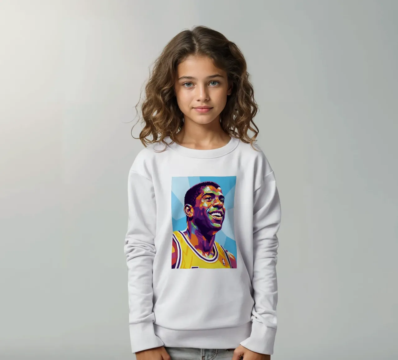 Magic Johnson con il suo iconico sorriso felpa bambino da Hantamrata