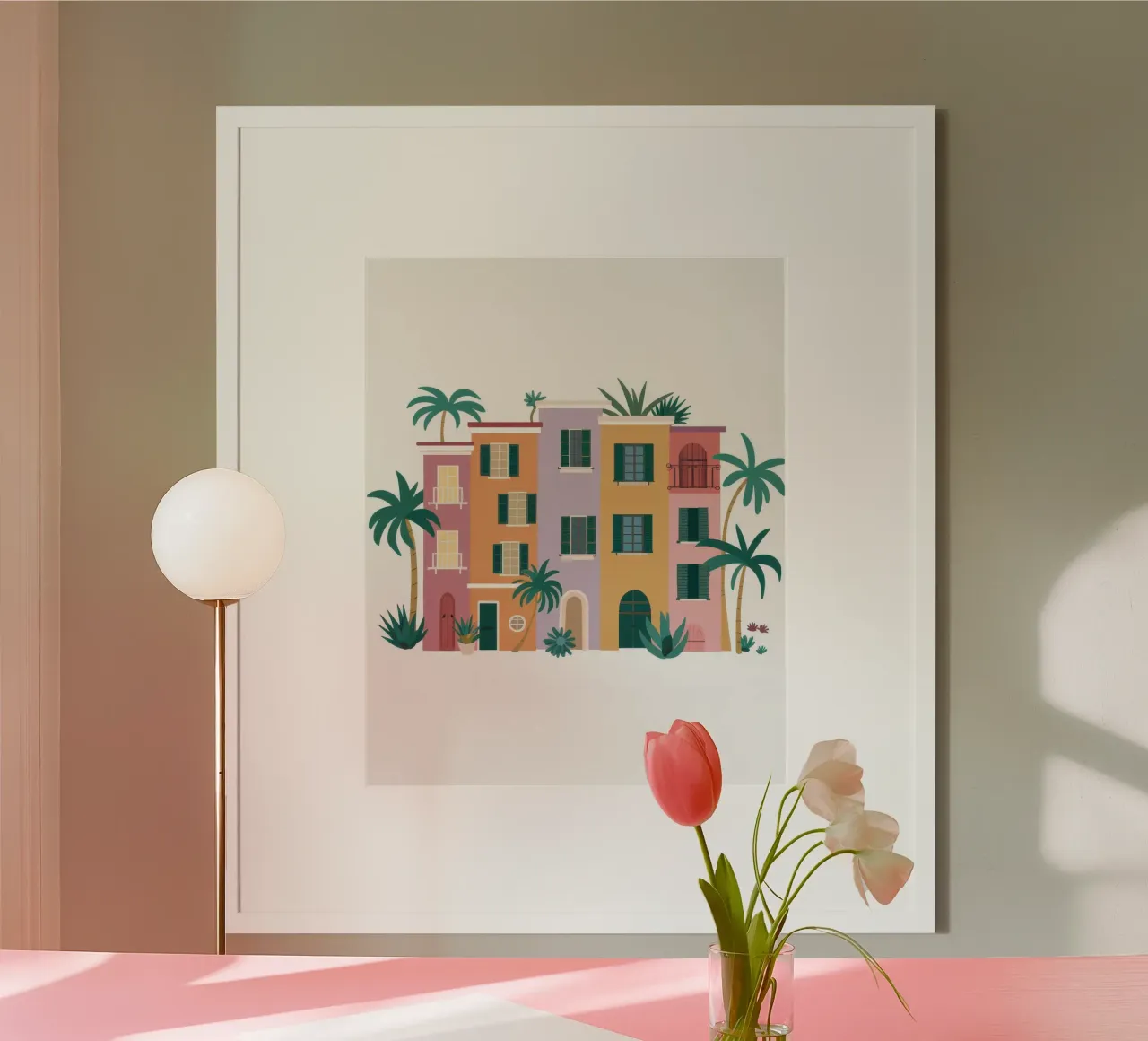 Pastel Villa Serenity poster con telaio in legno da Enter Bloom