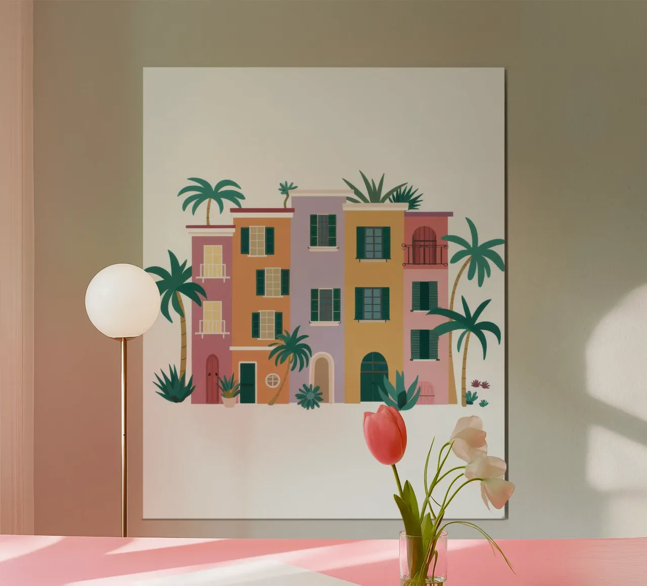 Pastel Villa Serenity poster con telaio in legno da Enter Bloom