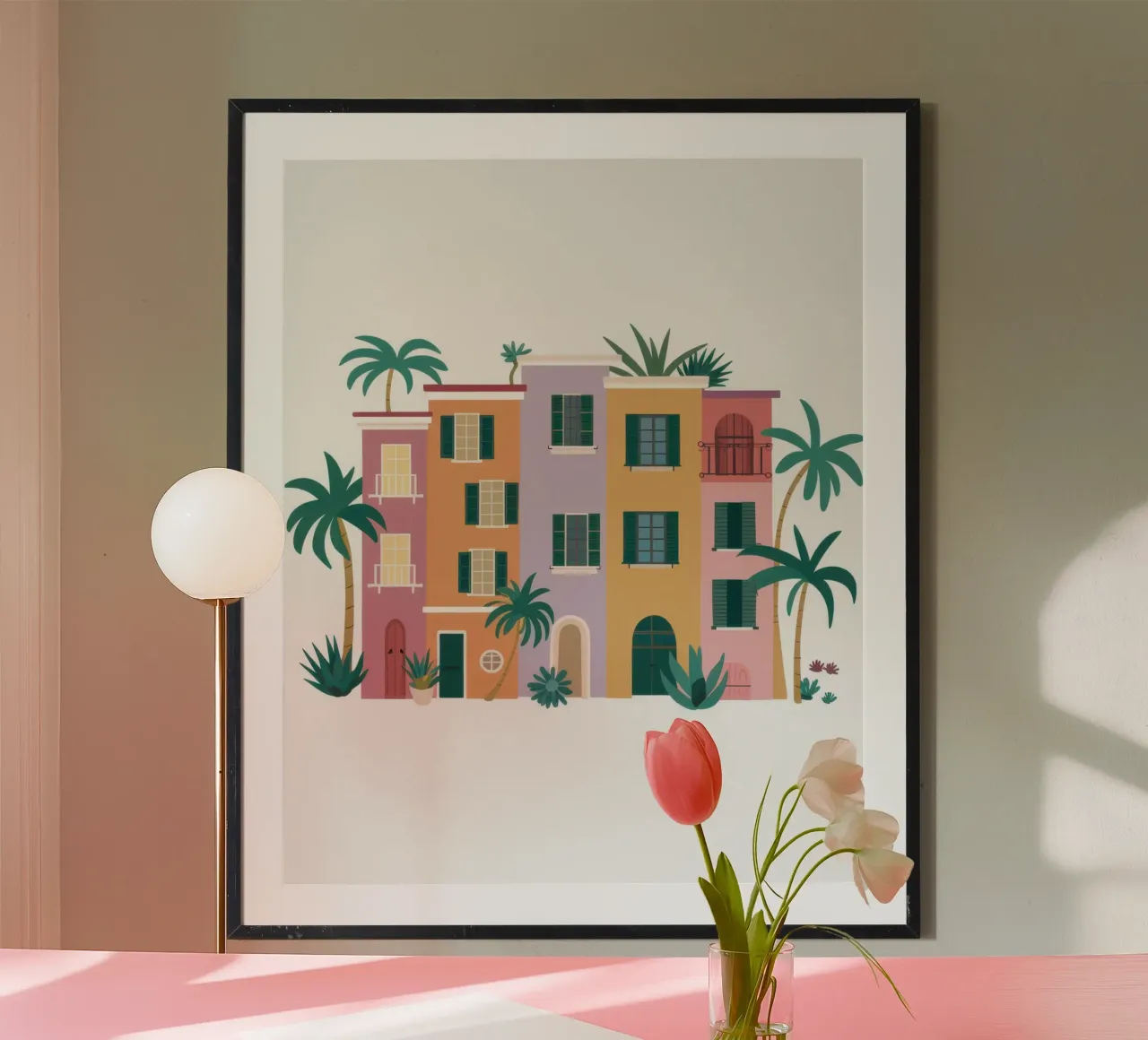 Pastel Villa Serenity poster con telaio in legno da Enter Bloom