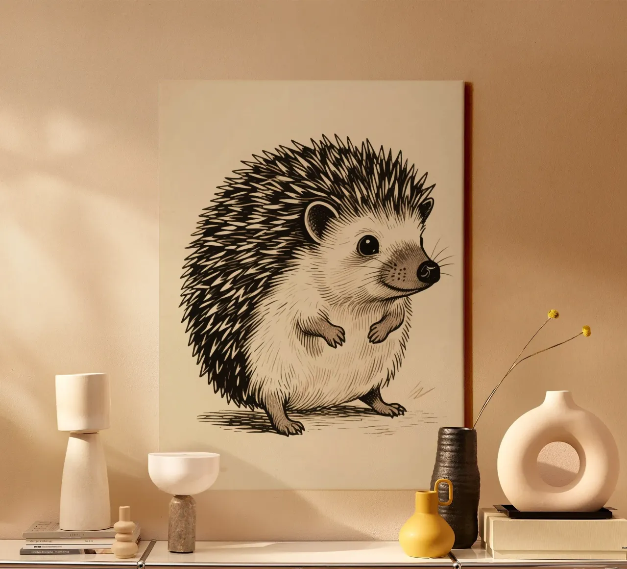 Igel Leinwand mit Schattenfugenrahmen von knowledge