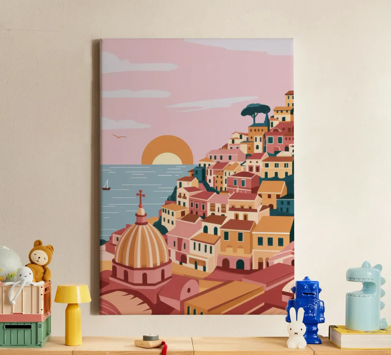 Bagliore del tramonto di Amalfi tela con Cornice a cassetta da Orchid Patina