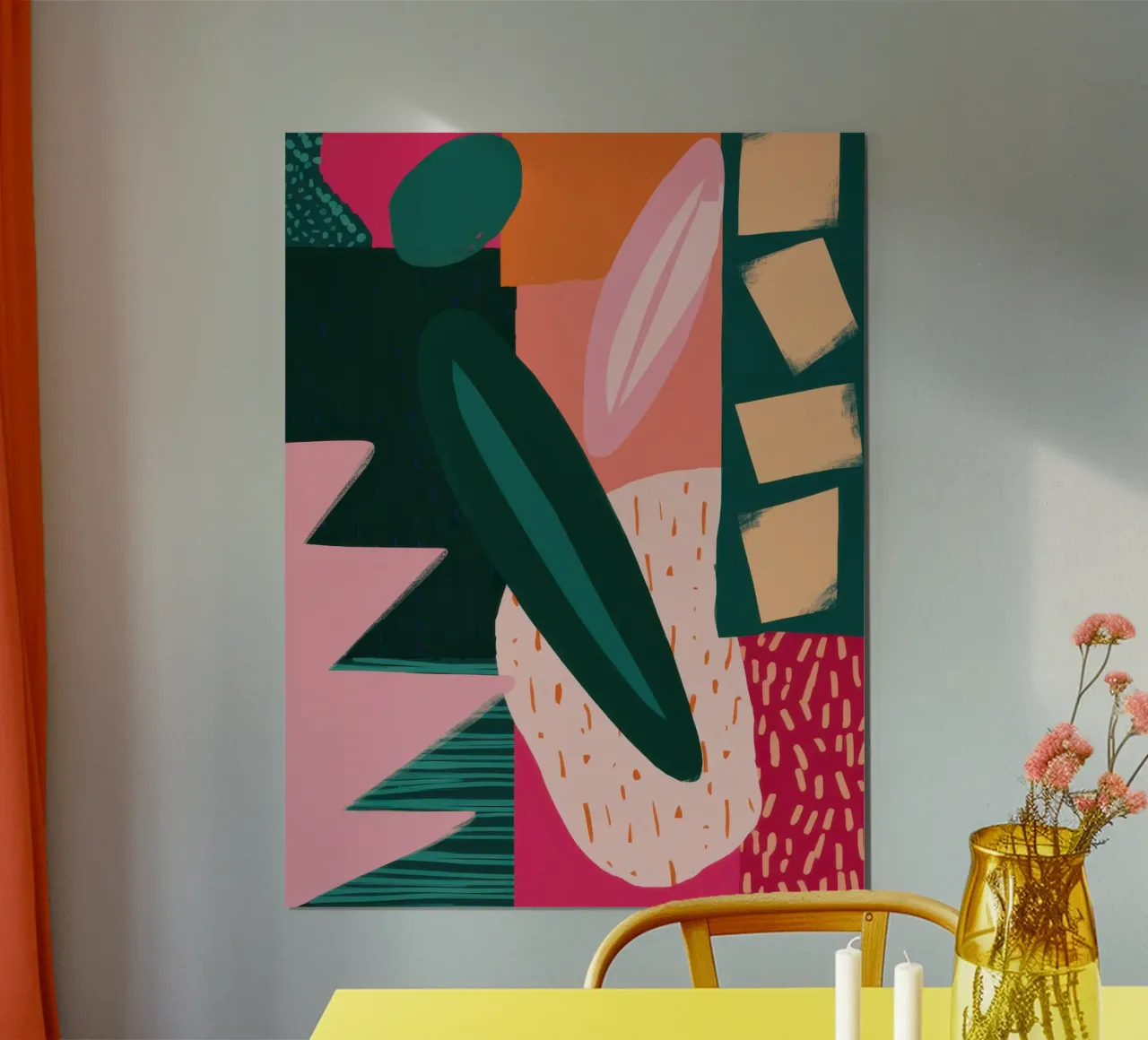 Collage di foglie geometriche poster con telaio in plastica da Wish Studio