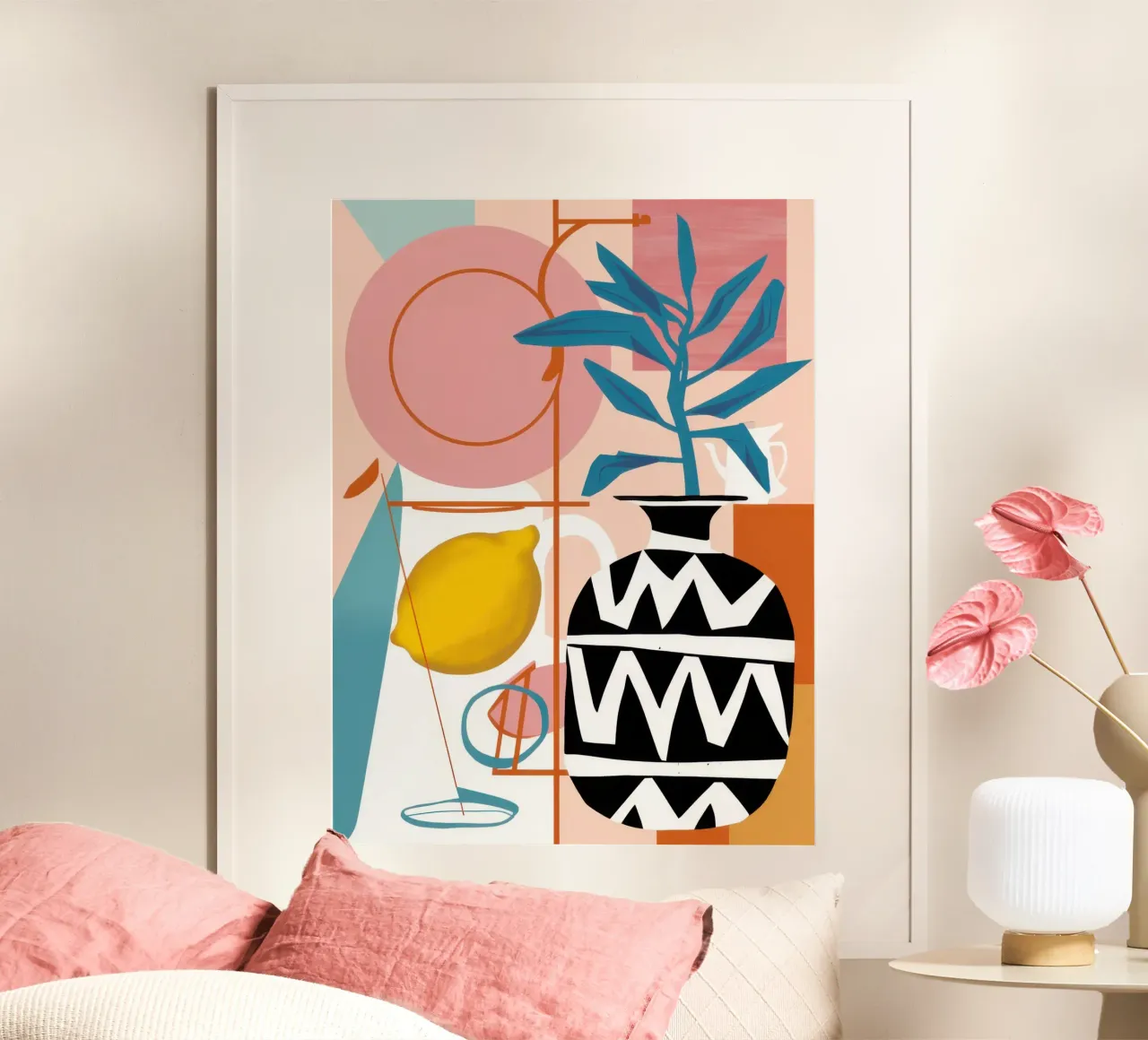 Limone Minimalista Immobile poster con telaio in plastica da Moon Revolver