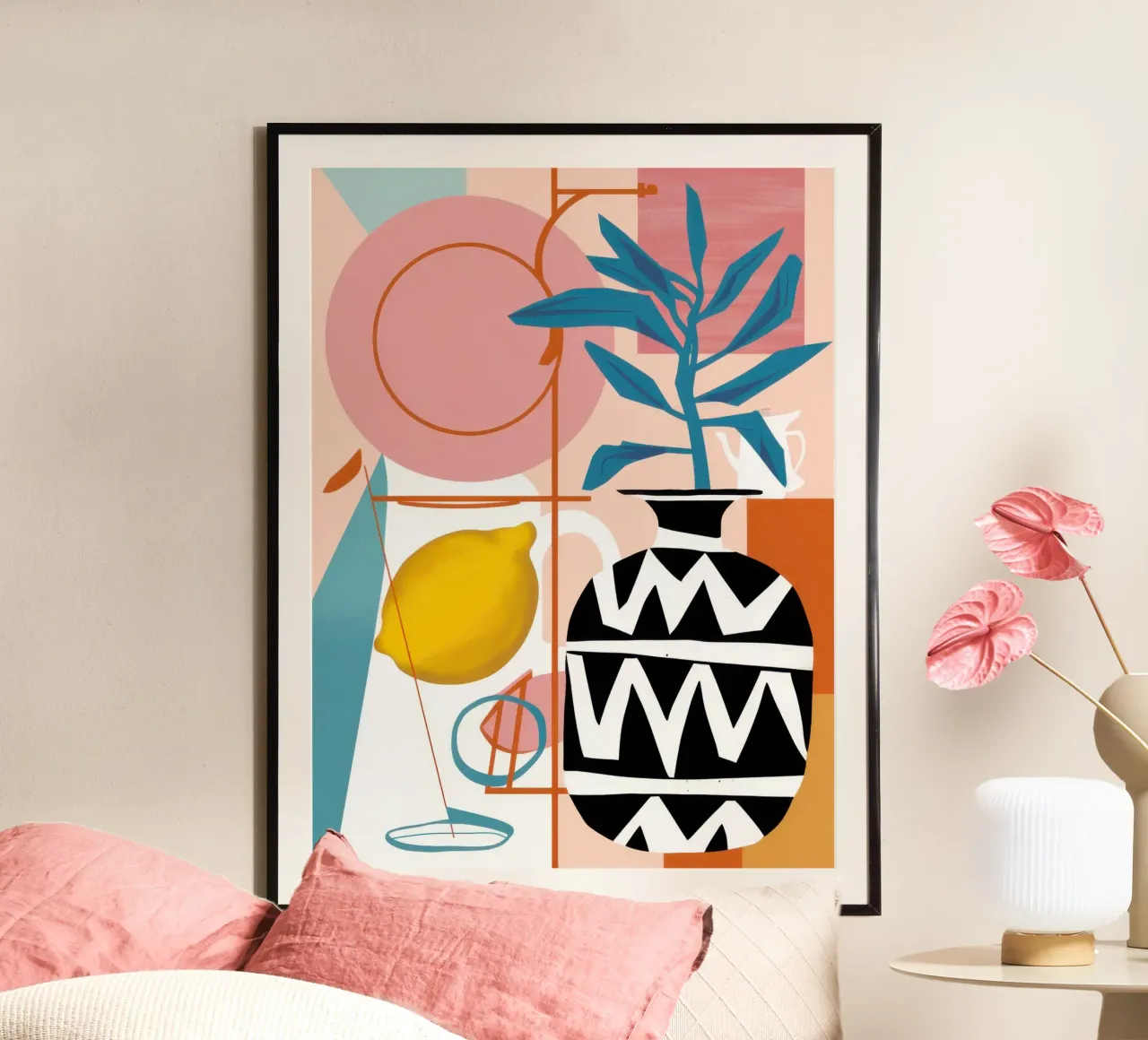 Limone Minimalista Immobile poster con telaio in plastica da Moon Revolver